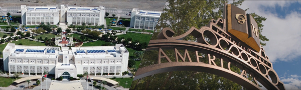 A'Sharqiyah University campus on the left; GW's Professor's Gate on the right