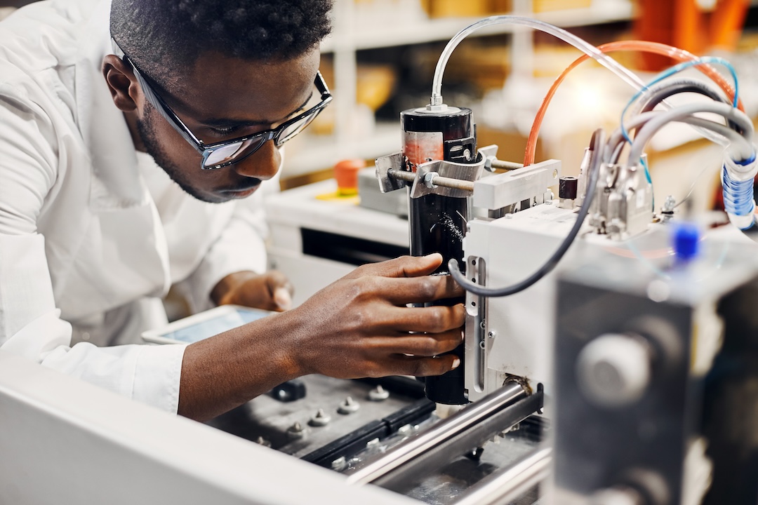 Engineer working on a machine
