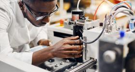Engineer working on a machine